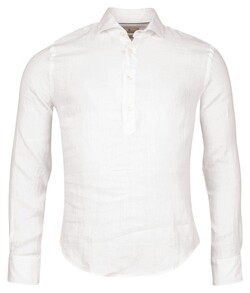 Thomas Maine Faux-Uni Yarned Dyed Linnen Popover Polo Wit