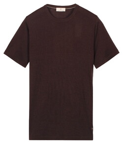 Thomas Maine Fine Merino Crew Neck Short Sleeve Pullover Dark Brown Melange