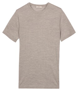 Thomas Maine Fine Merino Crew Neck Short Sleeve Pullover Extra Light Grey Melange