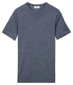Thomas Maine Fine Merino Crew Neck Short Sleeve Trui Denim Blue