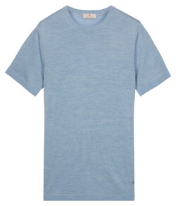 Thomas Maine Fine Merino Crew Neck Short Sleeve Trui Licht Blauw