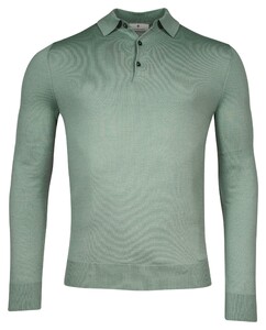 Thomas Maine Fine Merino Pullover Polo Long Sleeve Single Knit Light Green