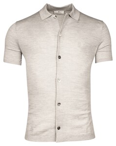 Thomas Maine Fine Merino Short Sleeve Overshirt Button Cardigan Vest Licht Grijs