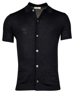 Thomas Maine Fine Merino Short Sleeve Overshirt Button Cardigan Vest Navy
