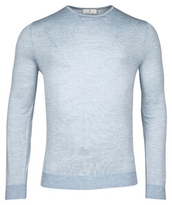 Thomas Maine Fine Merino Single Knit Crew Neck Trui Licht Blauw