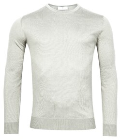 Thomas Maine Fine Merino Single Knit Crew Neck Trui Licht Grijs