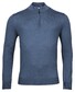 Thomas Maine Fine Merino Skipper Half Zip Single Knit Pullover Denim Blue