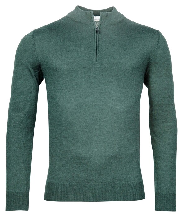 Thomas Maine Fine Merino Skipper Half Zip Single Knit Trui Pine Green