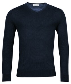 Thomas Maine Fine Merino V-Neck Single Knit Trui Navy