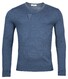 Thomas Maine Fine Merino V-Neck Uni Single Knit Trui Denim Blue