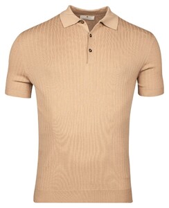 Thomas Maine Fine Rib-Knit Pullover Poloshirt Beige