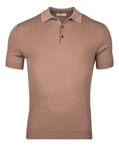 Thomas Maine Fine Rib-Knit Pullover Poloshirt Greige