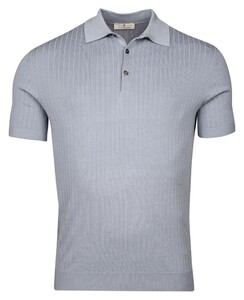 Thomas Maine Fine Rib-Knit Pullover Poloshirt Light Blue