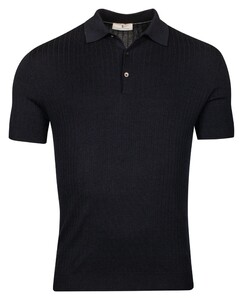 Thomas Maine Fine Rib-Knit Pullover Poloshirt Navy