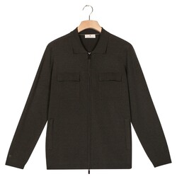 Thomas Maine Full Two-Way Zip Half Milano Knit Double Chest Pocket Vest Donker Groen