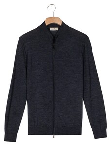 Thomas Maine Full Two-Way Zip Single Knit Merino Wool Subtle Color Mélange Vest Indigo