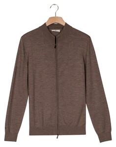 Thomas Maine Full Two-Way Zip Single Knit Merino Wool Subtle Color Mélange Vest Taupe