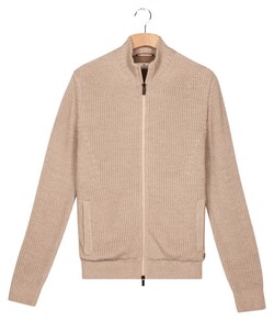 Thomas Maine Full Two-Way Zip With Lining Half Cardigan Rib Knit Vest Beige