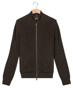 Thomas Maine Full Two-Way Zip With Lining Half Cardigan Rib Knit Vest Donker Groen
