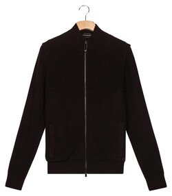 Thomas Maine Full Two-Way Zip With Lining Half Cardigan Rib Knit Vest Navy