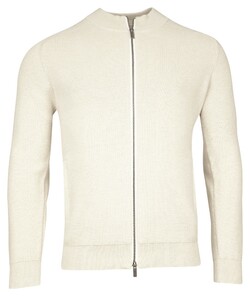 Thomas Maine Full Zip Merino Linen Half Cardigan Knit Ecru