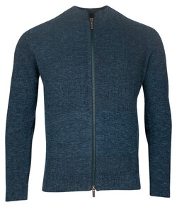 Thomas Maine Full Zip Merino Linnen Half Cardigan Knit Vest Indigo