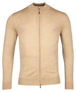 Thomas Maine Full Zip Single Knit Luxury Fine Merino Vest Beige