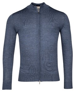 Thomas Maine Full Zip Single Knit Luxury Fine Merino Vest Denim Blue