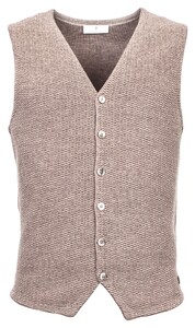 Thomas Maine Gilet Buttons Front Structure Back Milano Knit Licht Beige