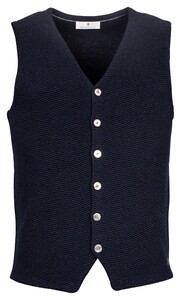 Thomas Maine Gilet Buttons Front Structure Back Milano Knit Navy