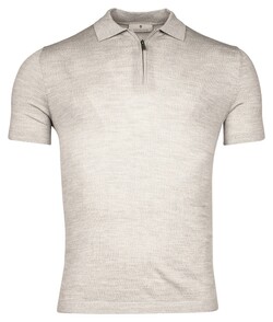 Thomas Maine Half Zip Collar Single Knit Fine Merino Short Sleeve Polo Licht Grijs