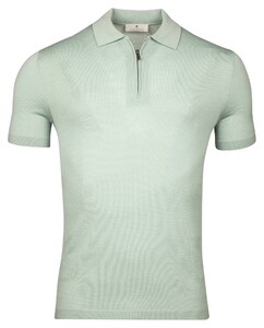 Thomas Maine Half Zip Collar Single Knit Fine Merino Short Sleeve Poloshirt Soft Mint