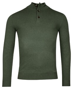 Thomas Maine Half Zip Round Knit Cashmere Wool Blend Pullover Green