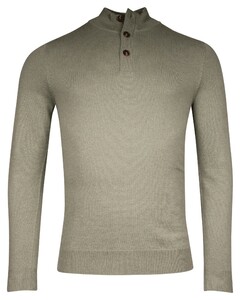 Thomas Maine Half Zip Round Knit Cashmere Wool Blend Trui Licht Groen