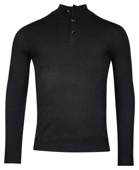 Thomas Maine Half Zip Round Knit Cashmere Wool Blend Trui Navy