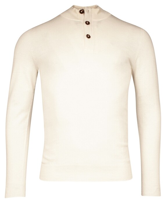 Thomas Maine Half Zip Round Knit Cashmere Wool Blend Trui Off White