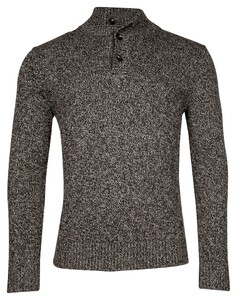 Thomas Maine Half Zip Single Knit New England Twill Trui Donker Grijs