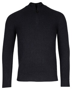 Thomas Maine Half Zip Vintage Texture Knit Trui Navy