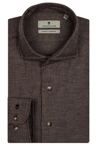 Thomas Maine Herringbone Cotton Overhemd Bruin