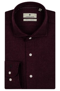 Thomas Maine Herringbone Cotton Overhemd Burgundy