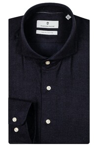 Thomas Maine Herringbone Flanel Bari Cutaway Overhemd Navy