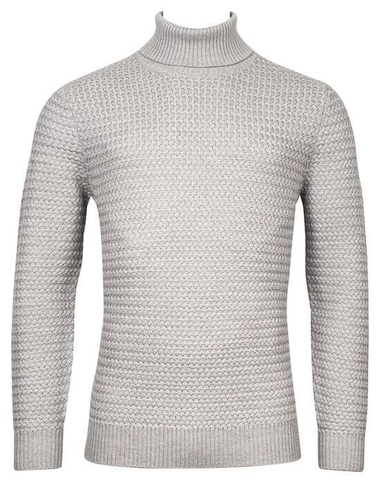 Thomas Maine High Neck Allover Cable Knit Pullover Silver Grey