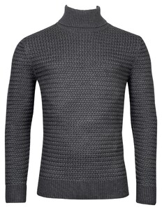 Thomas Maine High Neck Allover Cable Knit Trui Antraciet