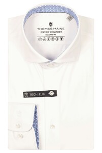 Thomas Maine Hyperflex Subtle Star Contrast Fabric Roma Modern Ken Overhemd Wit