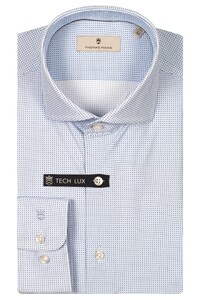 Thomas Maine Hyperstretch Allover Dot Pattern Roma Modern Kent Overhemd Licht Blauw