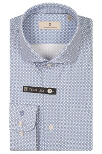 Thomas Maine Hyperstretch Geometric Fantasy Star Pattern Roma Modern Kent Overhemd Midden Blauw