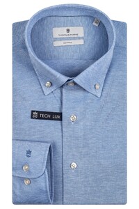 Thomas Maine Jersey Piqué Melange Button Down Shirt Light Blue