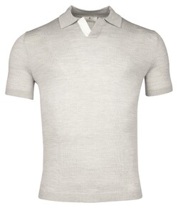 Thomas Maine Knitted Fine Merino Subtle Placquet Contrast No Buttons Collar Polo Licht Grijs