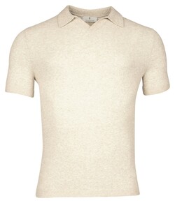 Thomas Maine Knitted No Buttons Collar Short Sleeve Melange Polo Beige
