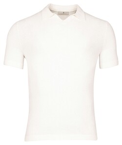 Thomas Maine Knitted No Buttons Collar Short Sleeve Melange Polo Ecru